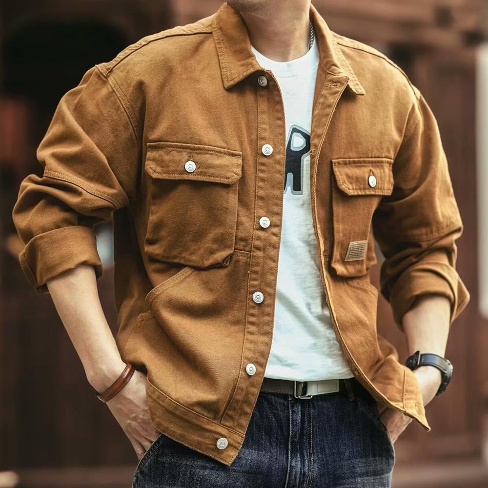 Hunting Outdoor Brands - Retro American Denim Jacket Men's Loose