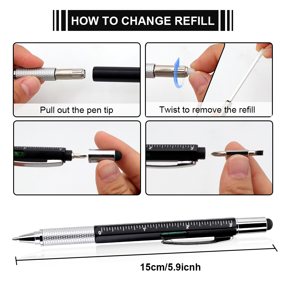 3Pcs 6 In1 Multifunction Ballp - Tactical Pen Tool ulasan dan harga