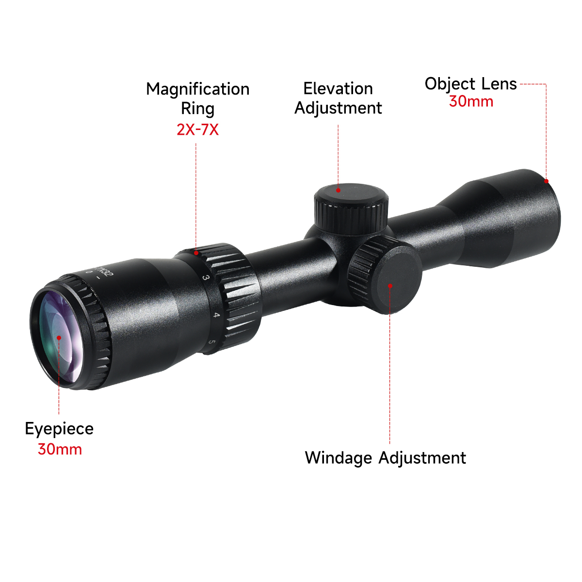Hunting Tactical Scope 2-7x32  - Crossbow Scope Sight ulasan dan harga